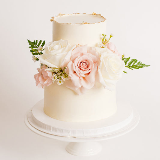 Wedding cake, Cute Cakes and Co, fresh flowers, buttercream, elopement cake, engagement cake, cakes near me, delivery, two tier, Vintage cakes