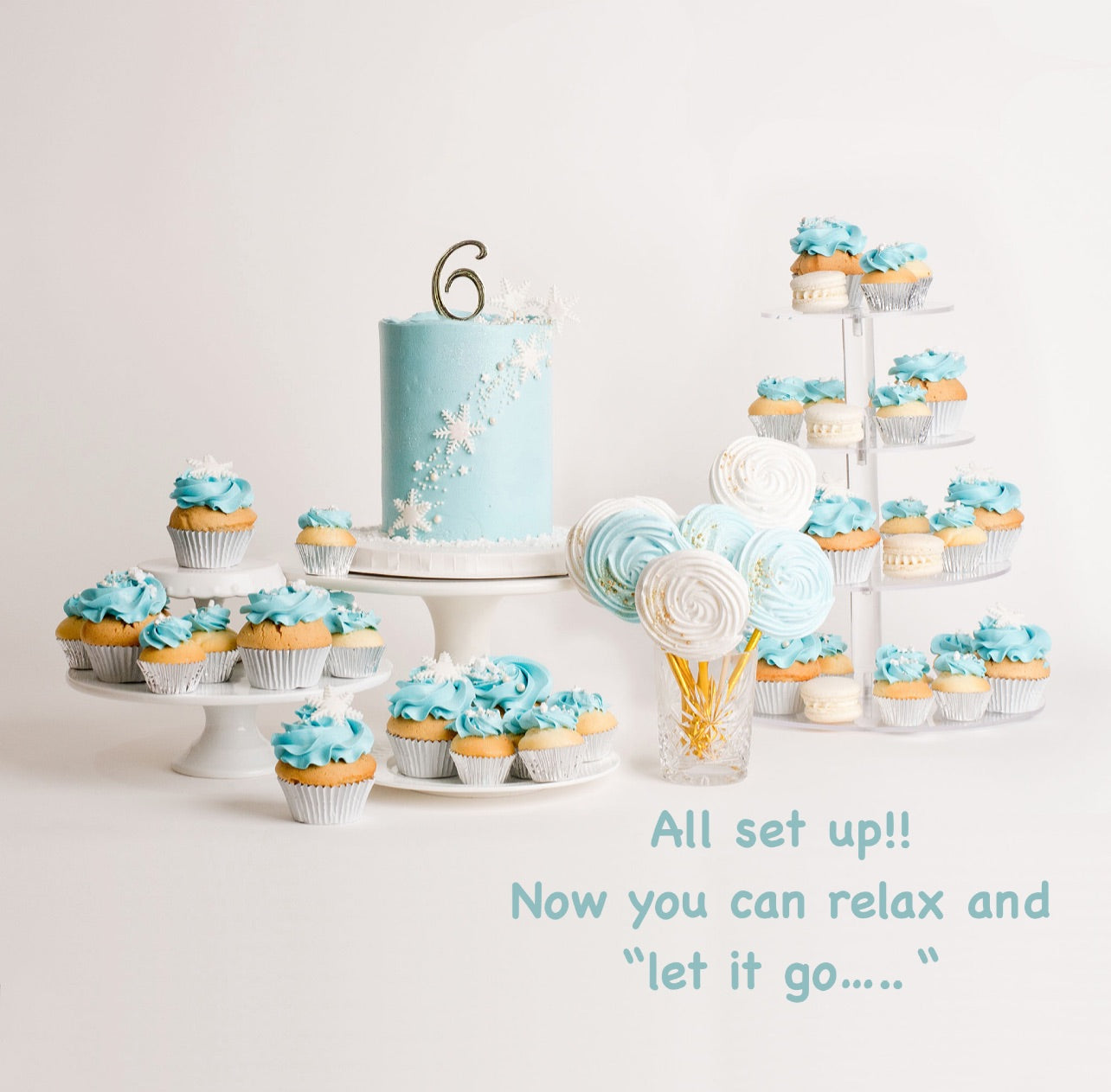 Disney Frozen themed birthday cake table. cake iced in light blue buttercream with snowflakes stars and glitter perfect for a little girl's birthday
Looks fabulous.
Made with love by the five star cake shop ,Cute Cakes and Co, Brisbane.
Mitchelton , Cake shop near you