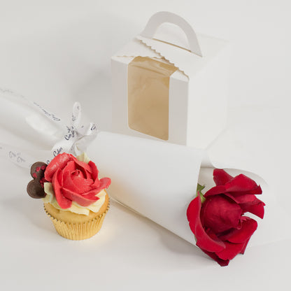 Single Red Rose & Cupcake Duo