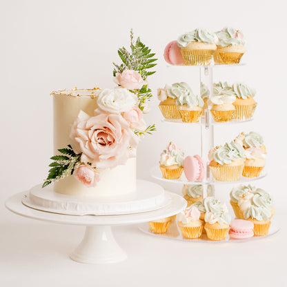 Brisbane birthday cakes with delicious buttercream and macarons, Cute Cakes & Co, Cute Cakes and Co, Cute Cakes Co, Cakes near me, Beautiful cakes, elopement cakes,  engagement cakes, 80th Birthday cakes, mini cupcakes to match, cake stand. 