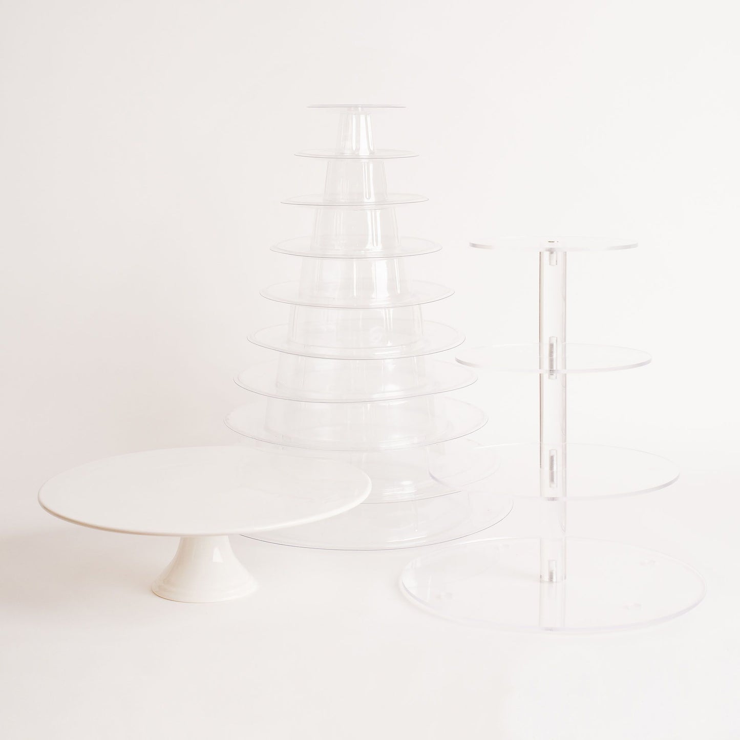 12" Single tier Cake Stand - White