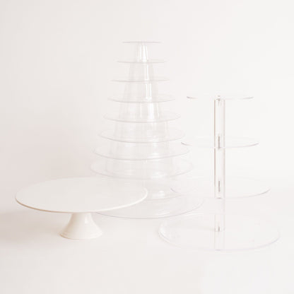 12" Single tier Cake Stand - White