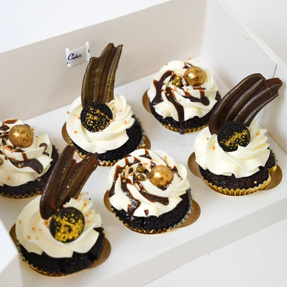 6 pack of delicious Chocolate cupcakes with white buttercream, chocolate sails, Oreo and golden maltesters. 
Made by Cute Cakes & Co.  5 star cake shop in Brisbane. 
Same day ordering available. Delivery available