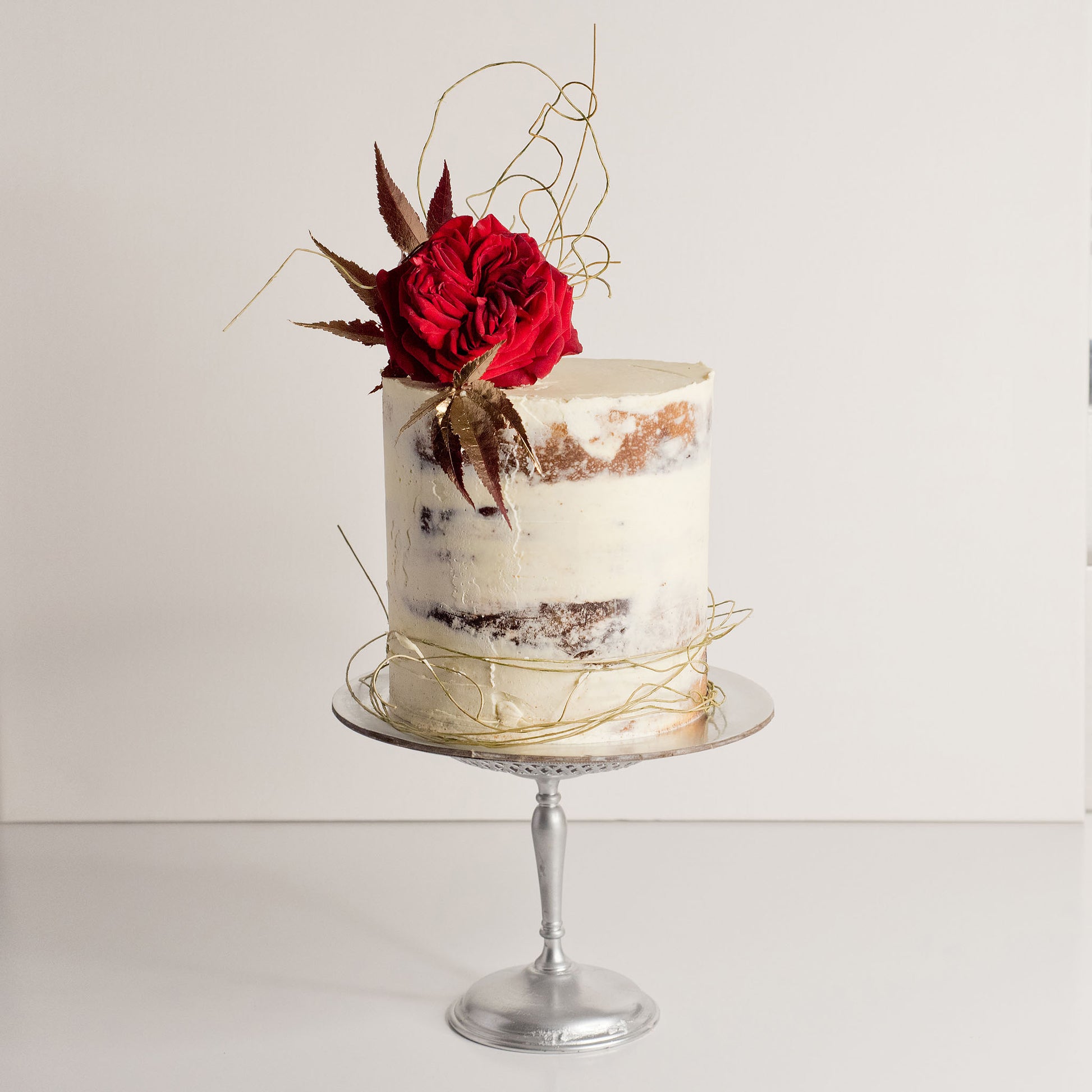 Semi-naked buttercream cake decorated with a stunning rose, cakes for women, women's birthday cakes, birthday cakes, Brisbane cakes, Brisbane cakes, Brisbane cake shop, cakes home delivered, cakes home-delivered, Brisbane home delivered cakes, Cute Cakes & Co, Cute Cakes and Co