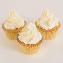 Load image into Gallery viewer, white cupcakes, decorated cupcakes, gold leaf cupcakes, cakes home delivered, cakes home-delivered Brisbane home delivered cakes, Brisbane home delivered cupcakes, cup cakes, cupcakes, Brisbane cup cakes, Brisbane cupcakes, Cute Cakes &amp; Co, Cute Cakes and Co
