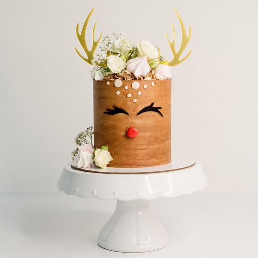 Celebrate Christmas with the fun cake - Rudolf the red nose dear. Christmas cakes Brisbane, birthday cakes Brisbane, cakes Brisbane cake shops Brisbane, cupcakes Brisbane, cake shop Brisbane, Cute Cakes & Co, Cute Cakes and Co