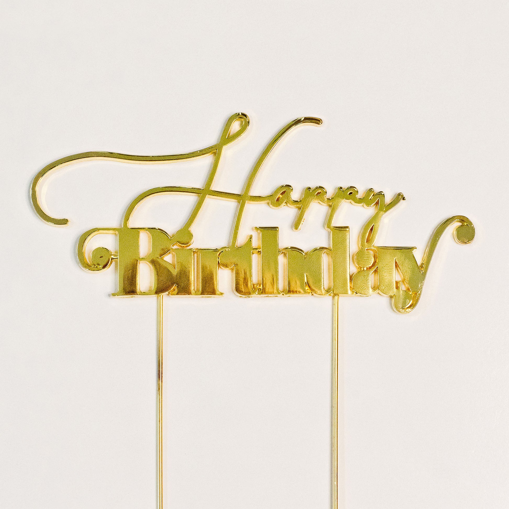 Happy birthday cake topper in gold, Birthday cake toppers, birthday cakes Brisbane, cakes Brisbane cake shops Brisbane, cupcakes Brisbane, cake shop Brisbane, Cute Cakes & Co, Cute Cakes and Co