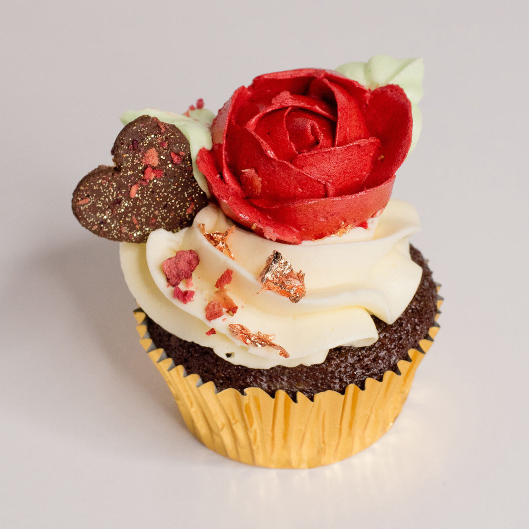 Single Red Rose Cupcake
