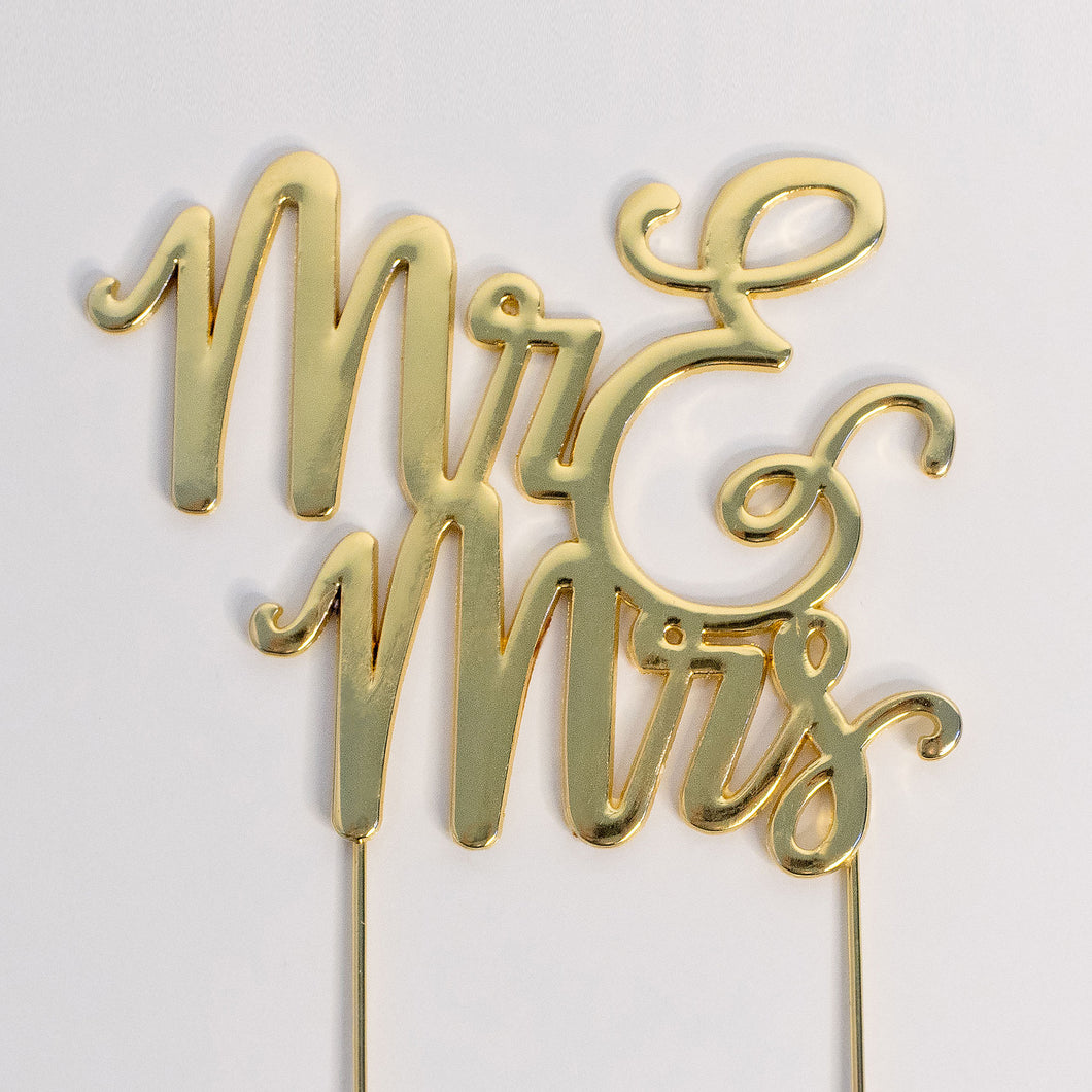 Mr & Mrs cake topper - gold