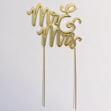 Load image into Gallery viewer, Mr &amp; Mrs cake topper - gold
