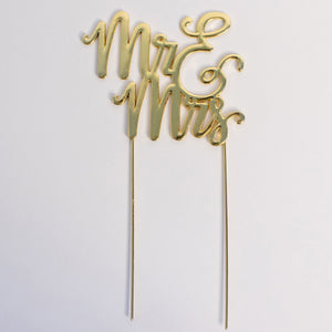 Mr & Mrs cake topper - gold