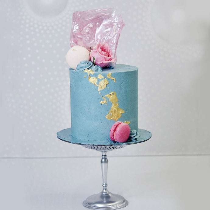 Bold and fun birthday or celebration cake! Full buttercream icing, a pop of colour, a touch of gorgeous 23k gold leaf and topped off with a pink sugar sail. Incredible. And it tastes just as good too! Cute Cakes & Co, Cute Cakes and Co, Cute Cakes Co